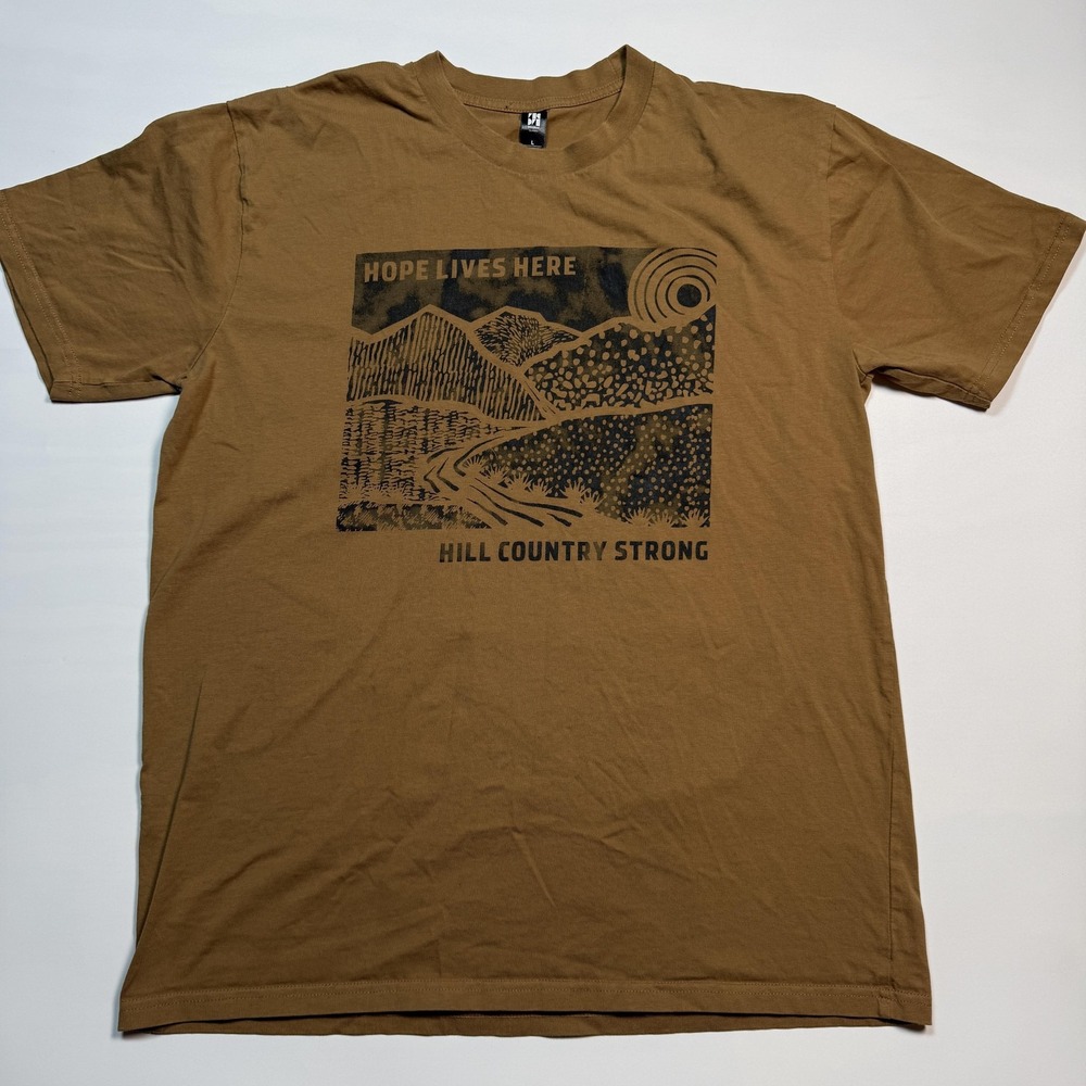 Pullman Market Shirt Mens Large Brown Hope Lives Here Hill Country Strong Tee